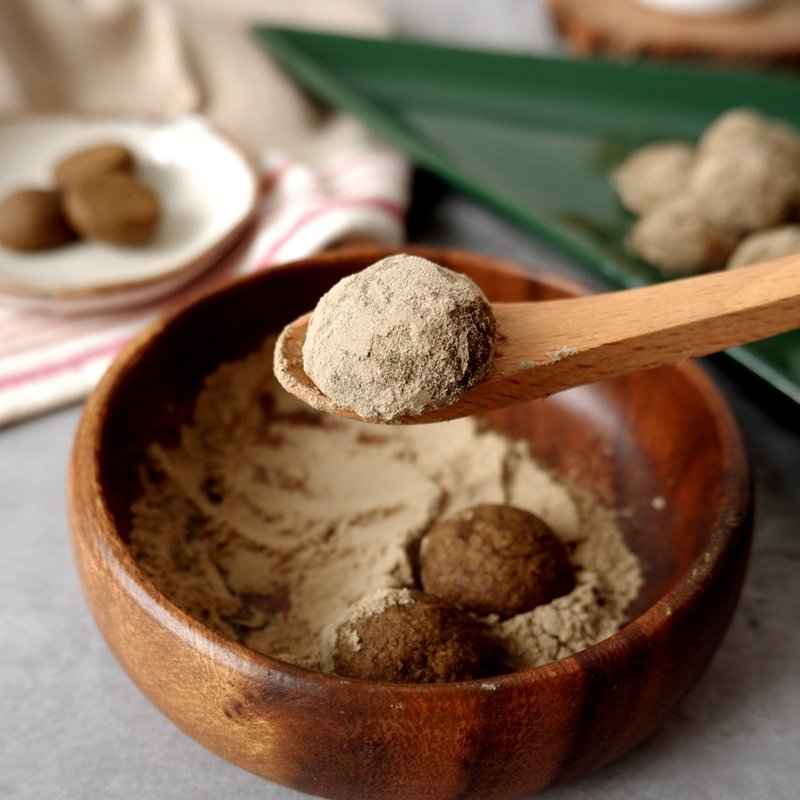 Hojicha dumplings - 2 small buckets (box) - Handmade Cookies - Fresh Ingredients Khaki