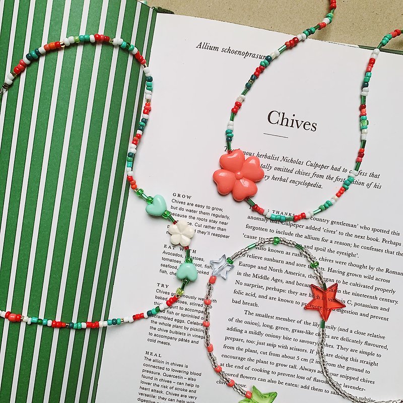 Bead Necklace (Chives set) - Necklaces - Precious Metals Multicolor