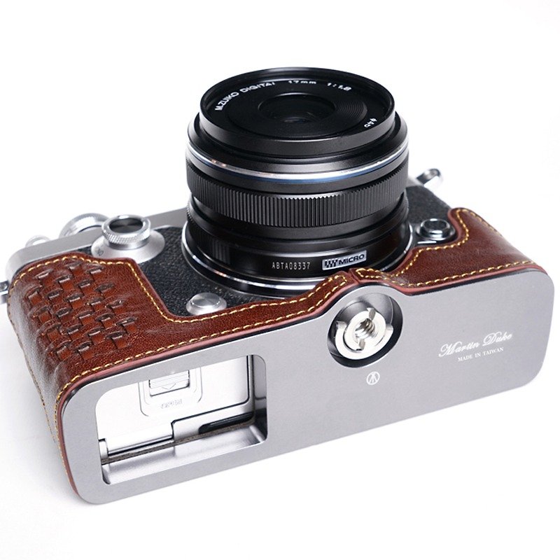 Martin Duke Camera Body Case For Olympus PEN F Red Brown - กล้อง - หนังแท้ สีนำ้ตาล