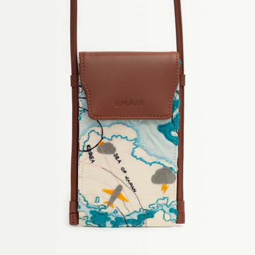 emaircraft Emair Traveller No. 3 - Leather Phone Bag with One-of-a-Kind Embroidery