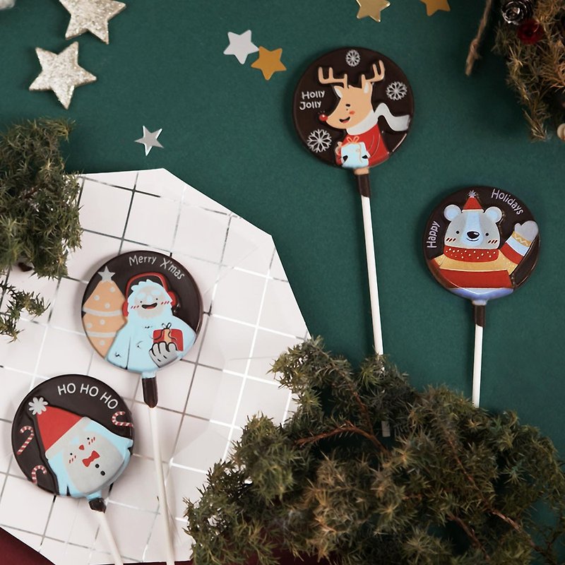 Cartoon Christmas Classic Limited Chocolate Lollipop-10 into the group (22g/piece) - ช็อกโกแลต - อาหารสด 