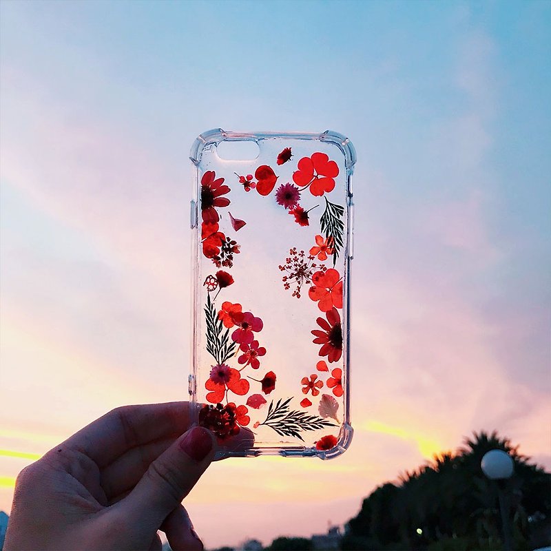 Handmade pressed flower series [small flowers and grasses] - Phone Cases - Plants & Flowers Red