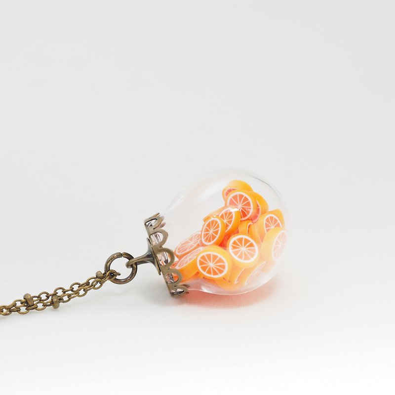「愛家作-OMYWAY」手工制作橙玻璃球頸鏈 - 頸鏈 - 玻璃 