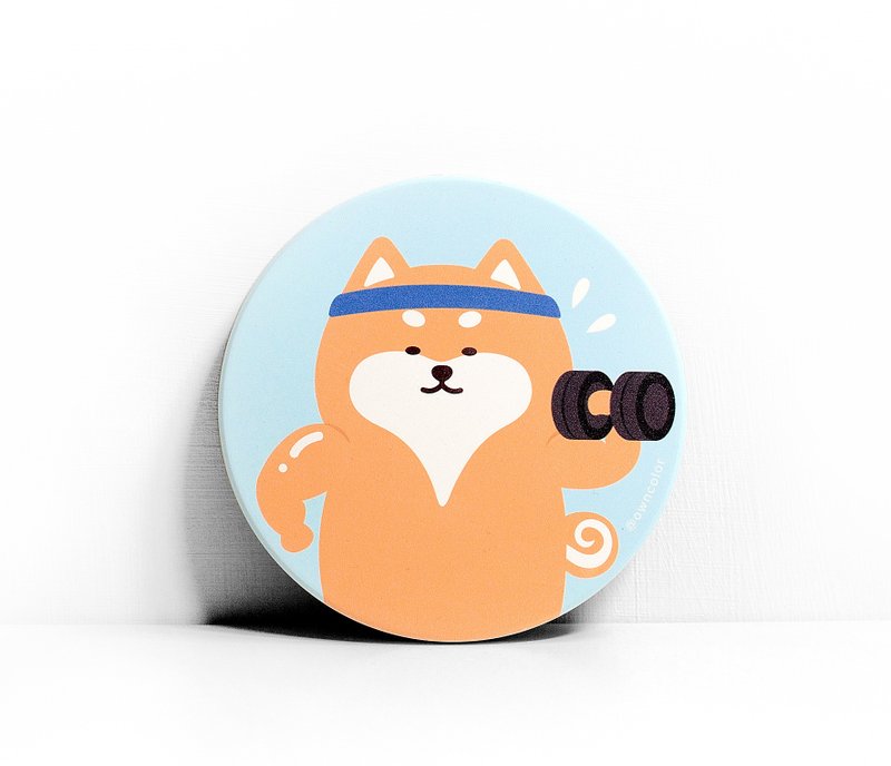 二代吸水杯墊(陶瓷款)  健身柴犬 - 杯墊 - 其他材質 多色