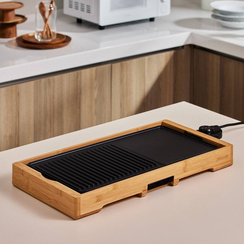 Dutch PRINCESS bamboo base oil-cut electric griddle - Kitchen Appliances - Other Materials Black
