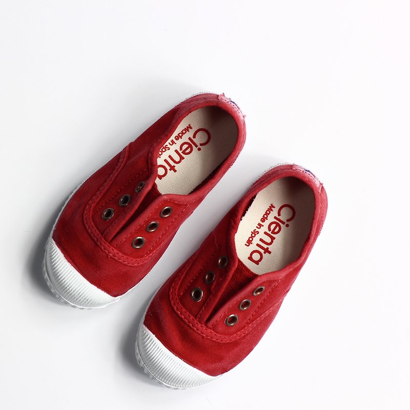 西班牙國民帆布鞋 CIENTA 童鞋 洗舊 紅色 香香鞋 70777 49 - 男/女童鞋 - 棉．麻 紅色
