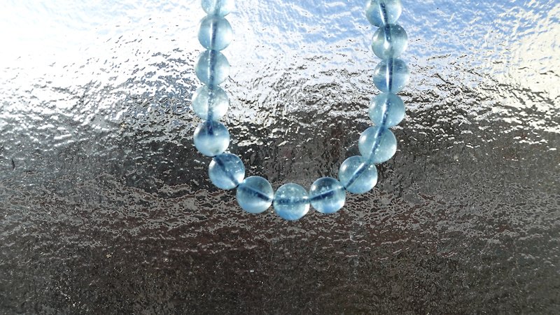 Aquamarine Ice Natural Crystal Bracelet【7mm】 - สร้อยข้อมือ - คริสตัล สีน้ำเงิน