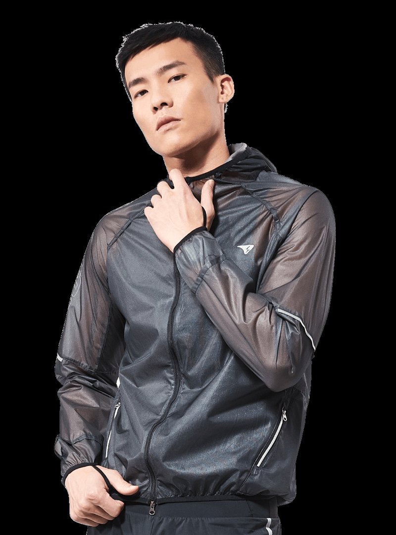 零重力輕量防水風衣外套 / 男款 - 男夾克/外套 - 尼龍 黑色