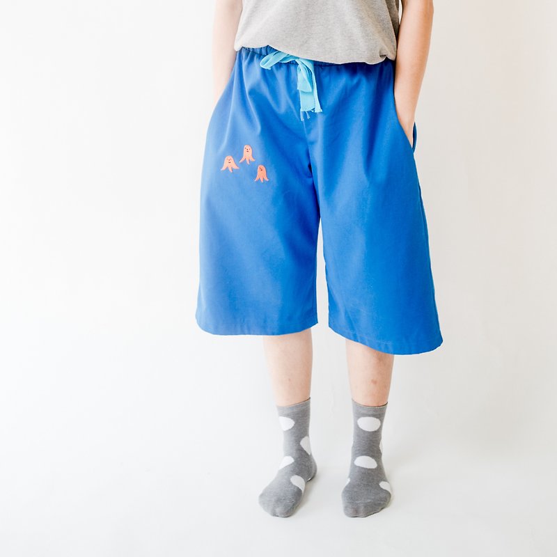Hot dog / wide wide pants / royal blue - Women's Pants - Cotton & Hemp Blue