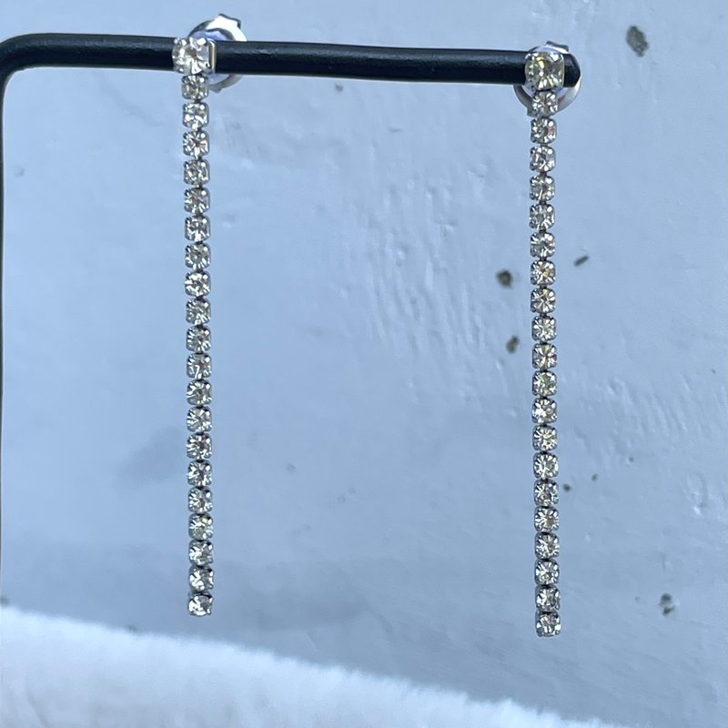 Dainty CZ Chain long Earrings for Women /Tarnish Free Waterproof Jewellery - ต่างหู - คริสตัล สีทอง