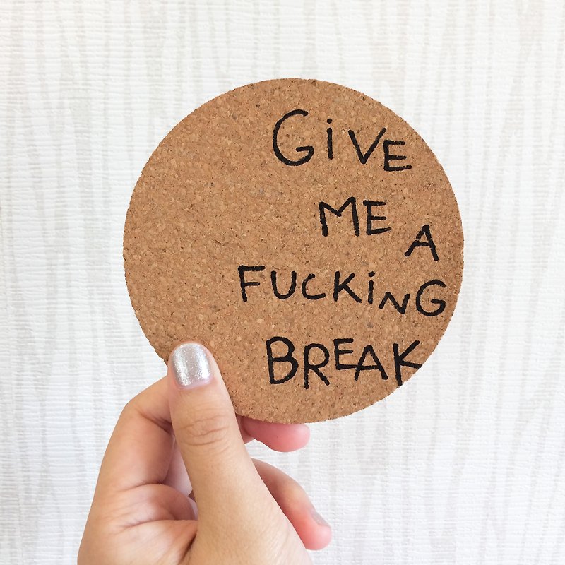 World-weary series of customized hand-painted cork coasters - Coasters - Cork & Pine Wood Brown