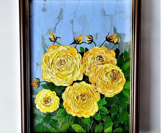 花の絵　花　フラワー　アクリル画　黄色　バラ　イエロー　版画　ユリ　ガーデン アクリル額☆アメリカで版画化 花の絵 花 フラワー アート