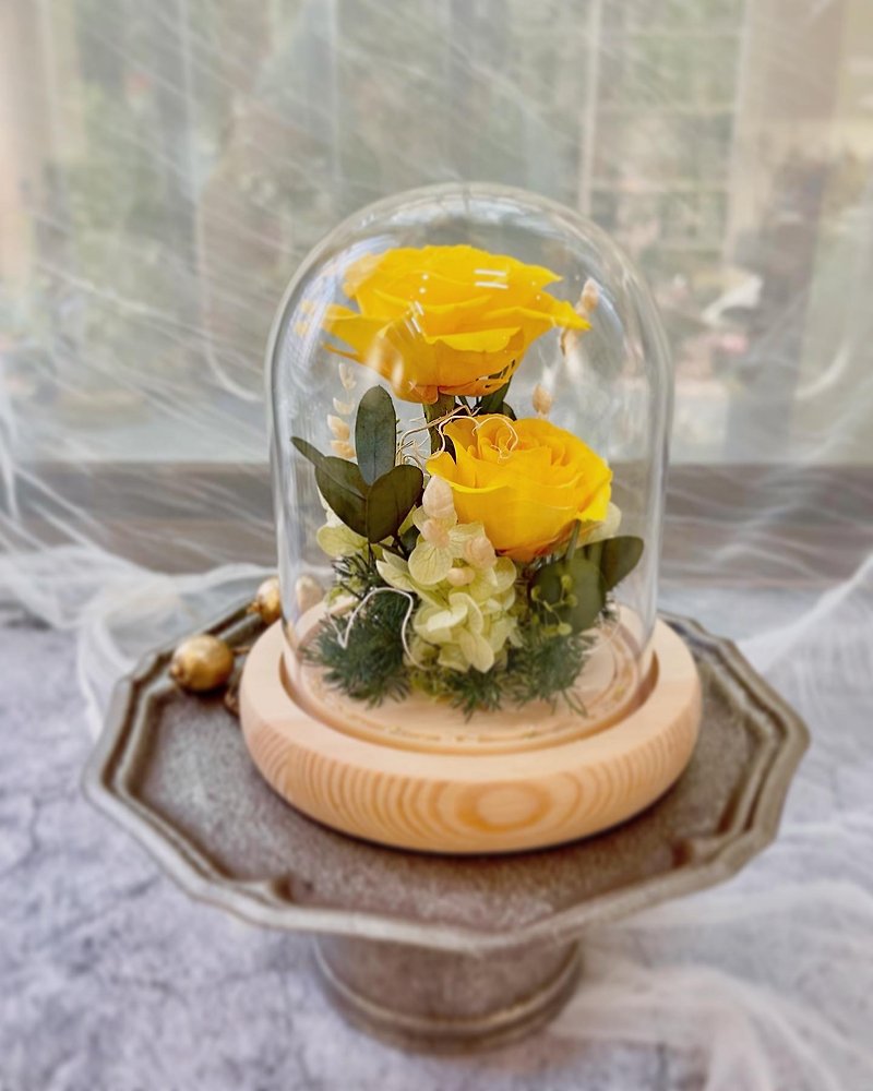 Rosemary Flora Summer Breeze Glass Shade - ช่อดอกไม้แห้ง - พืช/ดอกไม้ สีเหลือง
