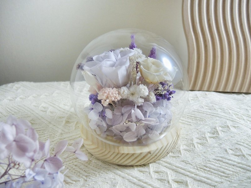 母親節禮物 紫玫瑰玻璃盅罩花 永生花 乾燥花 生日禮物 - 乾燥花/永生花 - 植物．花 紫色
