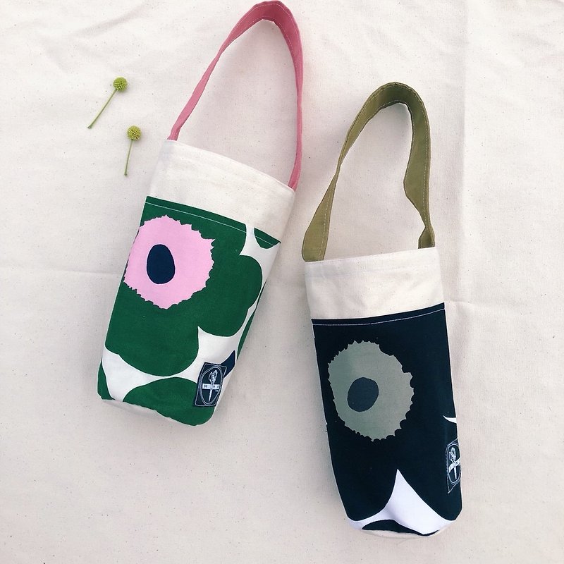 Kettle bag / big poppy flower - Beverage Holders & Bags - Cotton & Hemp Multicolor