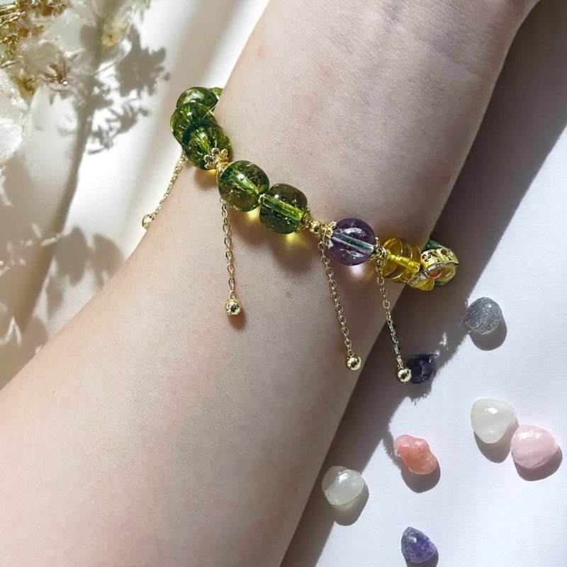 蝶影森語手鍊 綠阿塞 紫阿塞 黃水晶 聚財能量 尾牙穿搭 交換禮物 - 手鍊/手環 - 水晶 綠色