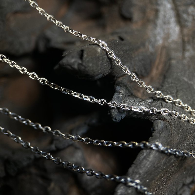 切面方圈鎖鏈 / 925純銀項鍊 / 寬度1.3mm/純銀鍊子 - 項鍊 - 純銀 銀色