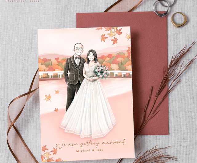 はがきイラスト結婚式の招待状 状況背景 両面デザイン シヤンペイント 電子ファイル ショップ Follow Lulu カード はがき Pinkoi