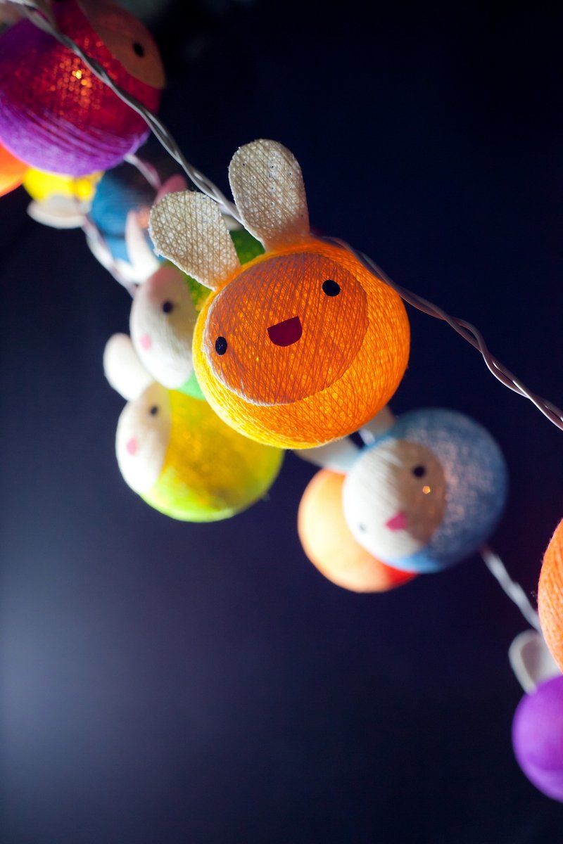 20 Cute Rabbit - Cotton Ball String Lights for Home Decoration,Party,Bedroom,Patio and Decoration - 燈具/燈飾 - 其他材質 
