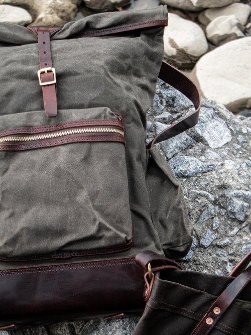 The Rogue Backpack  Handmade from Waxed Canvas and Leather