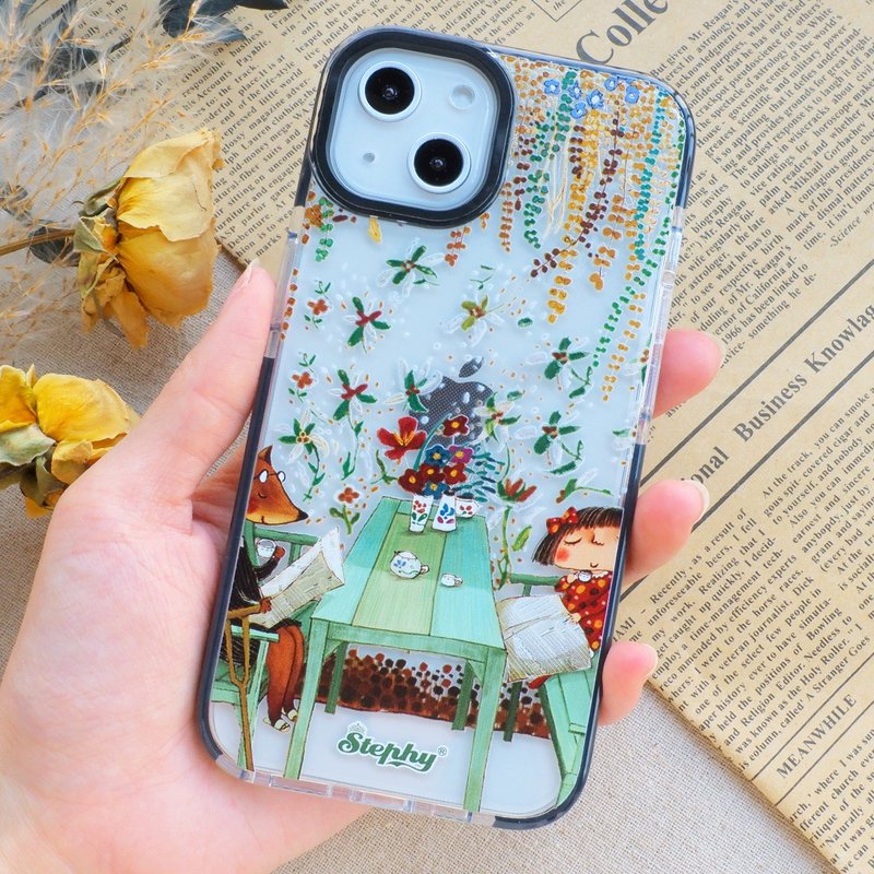 [Customized] iPhone 15 double-layer rubberized transparent mobile phone case_comes with mobile phone tablecloth - Phone Cases - Plastic 