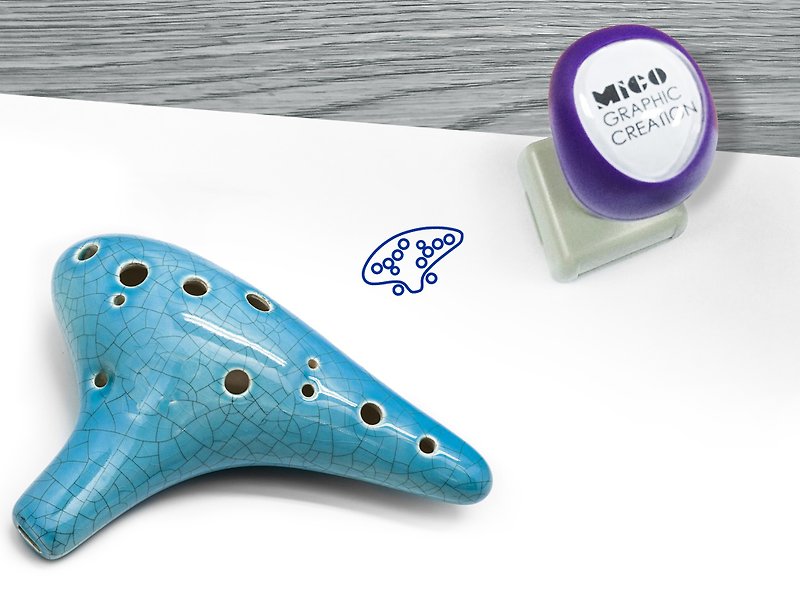 Self ink stamp, Ocarina fingering stamp for Ocarina learning and teaching. - Stamps & Stamp Pads - Plastic Black