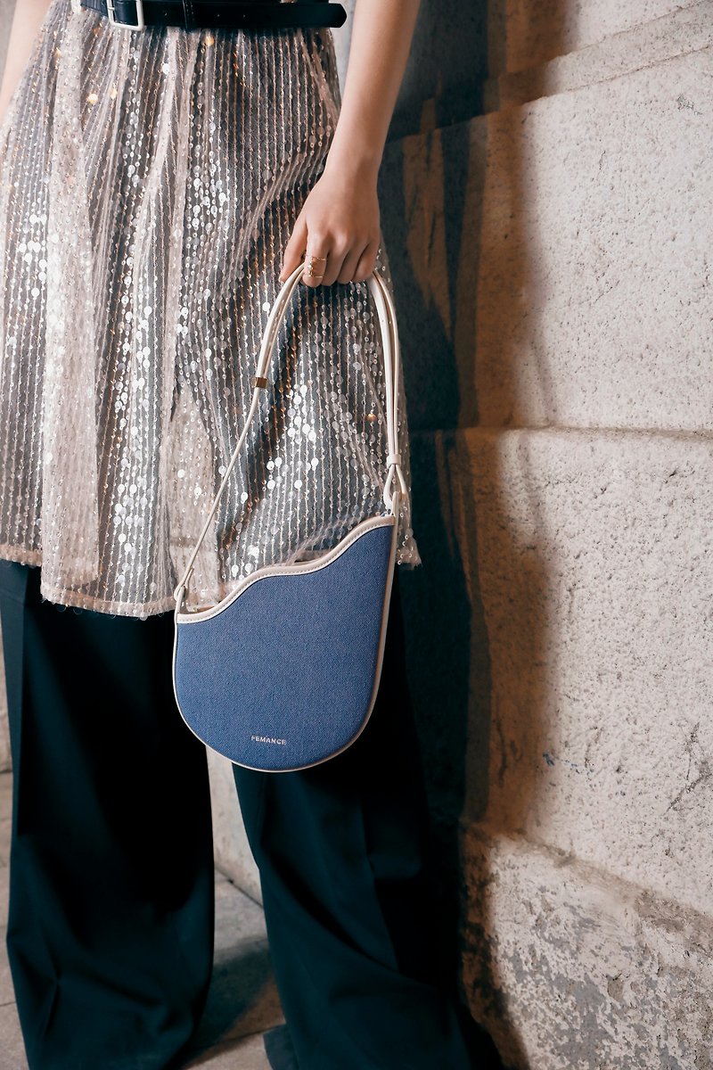 Femance - Calla Denim - Messenger Bags & Sling Bags - Genuine Leather Blue