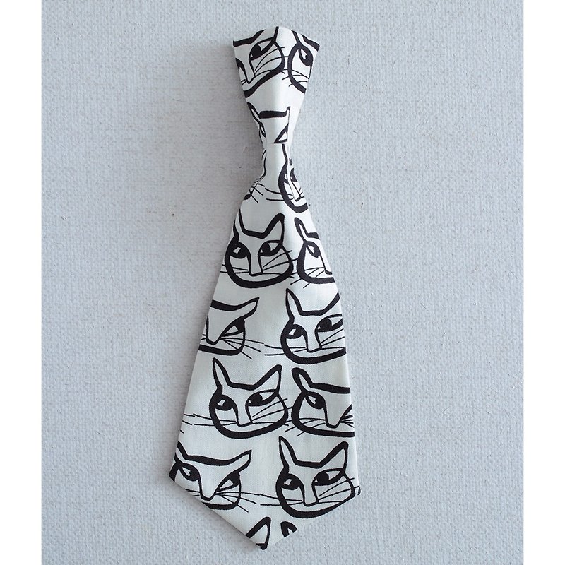Child styling tie - black and white cat - Ties & Tie Clips - Cotton & Hemp 