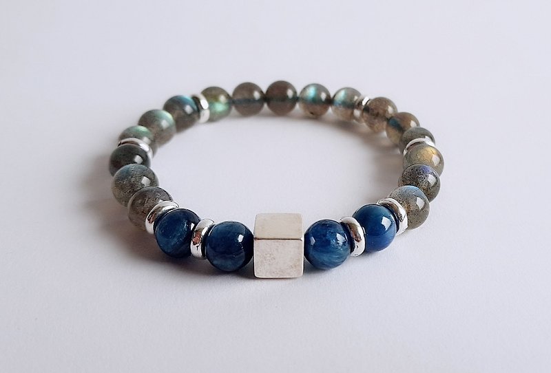 Natural Mineral Kyanite Labradorite 925 Sterling Silver ‧ Bracelet - Bracelets - Gemstone Blue