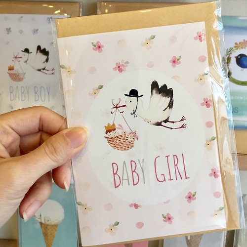 凱若插畫Carolpaintbox Baby Girl 女孩寶寶對折卡片