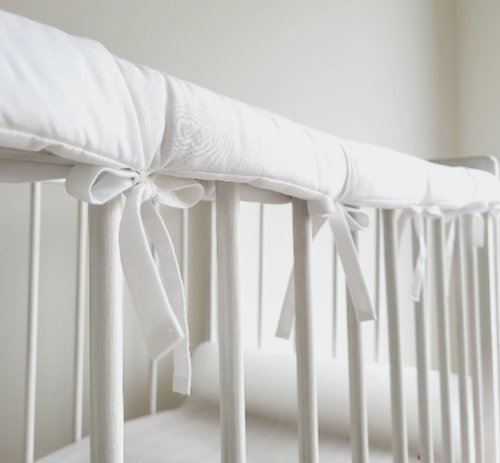 Cot and Cot 嬰兒床的中性亞麻嬰兒床護欄 - 嬰兒出牙保護罩