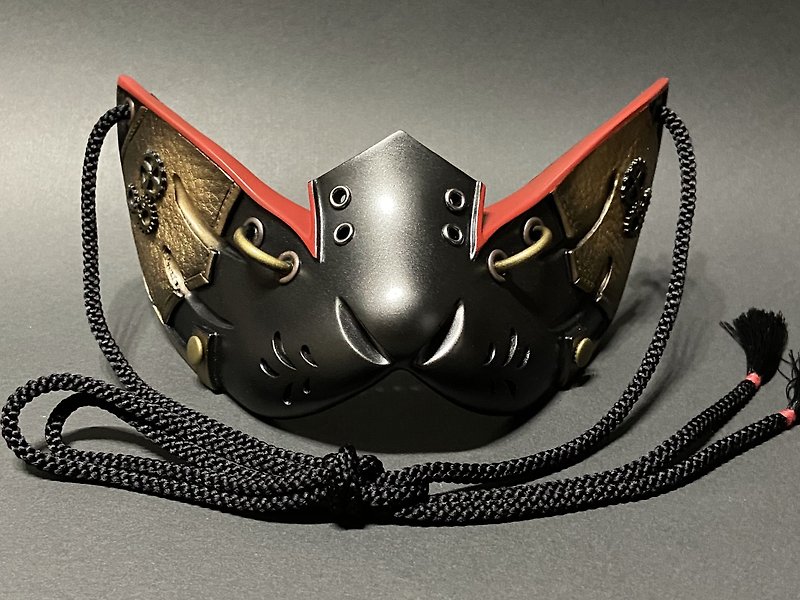 Fox Mask Half Steampunk Ver, Black Silver - Face Masks - Plastic Black