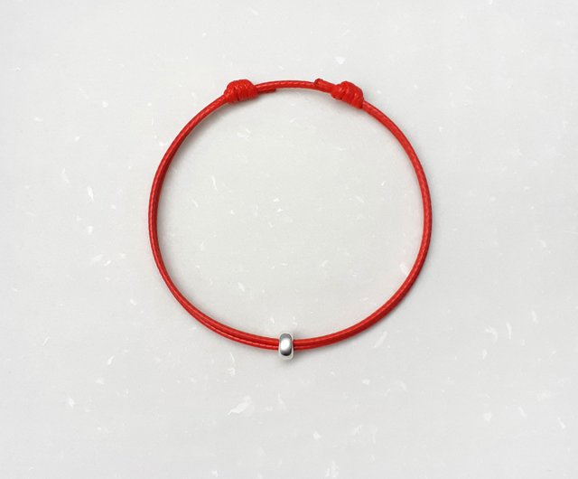 Wax line bracelet s925 sterling silver wheel beads plain simple Wax rope  thin line red rope red line - Shop hy-zone Bracelets - Pinkoi