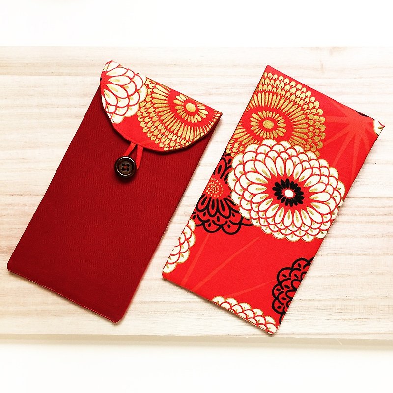 お金満開の布赤い封筒。ストレート1グループ2 Zhushou Xiの赤い布新年赤い封筒を祝います - ご祝儀袋・ポチ袋 - コットン・麻 レッド