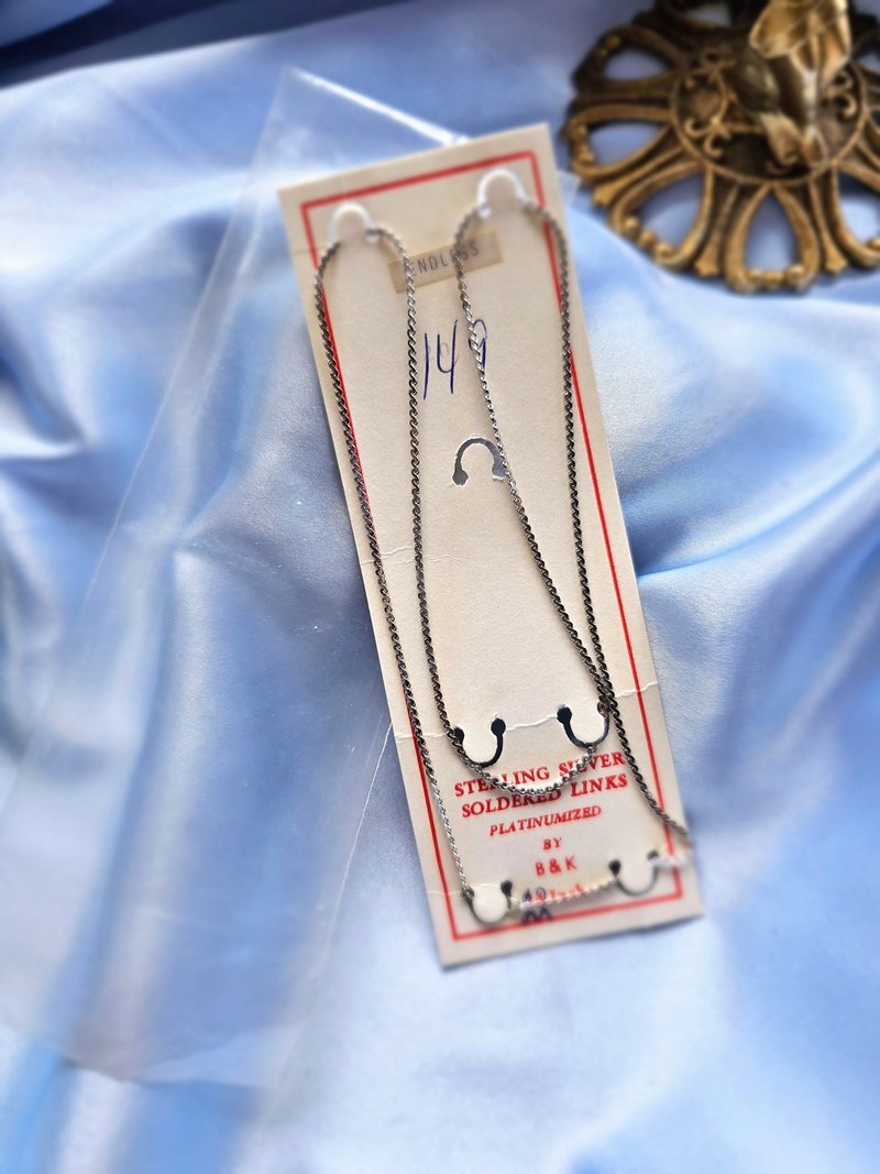 STERLING銀色S波紋純銀項鍊/復古珠寶首飾22/美國西洋古董飾品 - 項鍊 - 純銀 