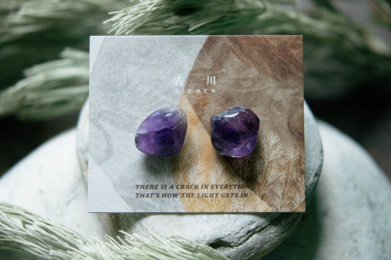 CRACK | Mineral earrings | EARRINGS - ต่างหู - หยก สีม่วง