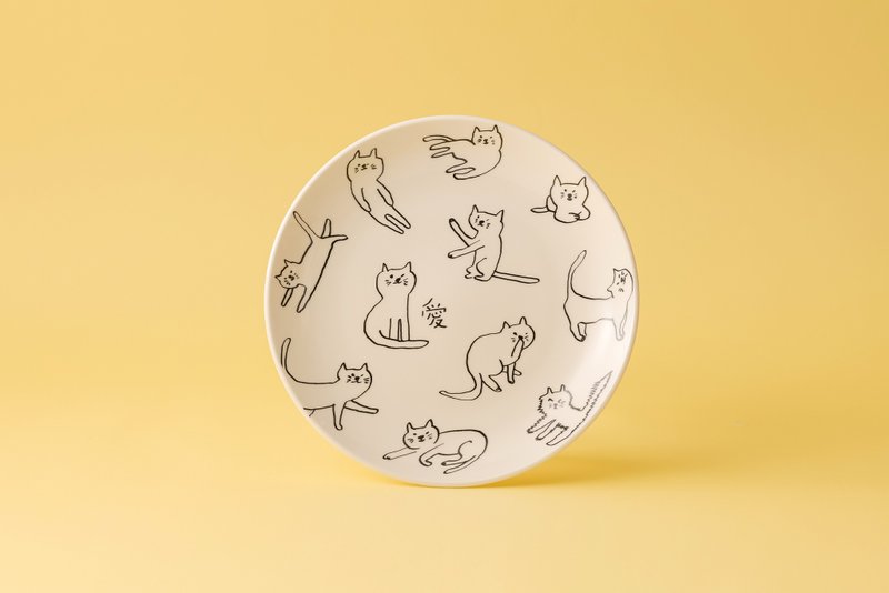 【Mao.s Le Tao Tao x Li Jin Lun's Tailless Banana Animal School】Cat Lover's Plate Gift Set - จานและถาด - ดินเผา หลากหลายสี