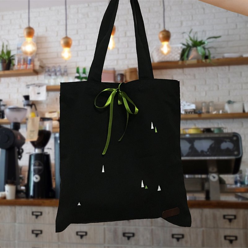 Tree in Breath / Canvas Side Backpack / Black - Messenger Bags & Sling Bags - Cotton & Hemp Green
