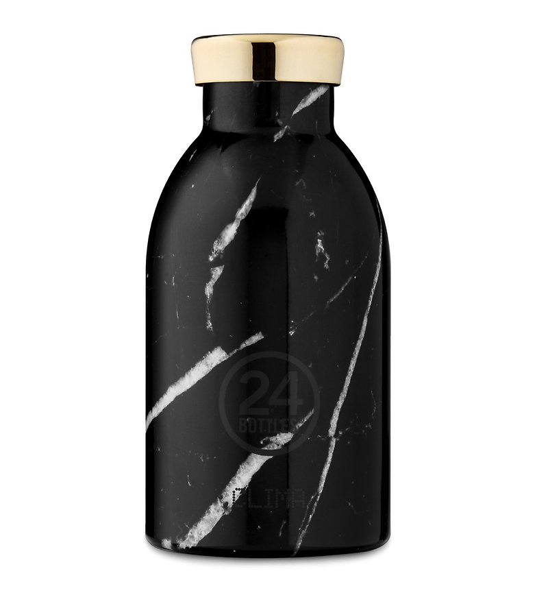 Italy 24Bottles [CLIMA hot and cold insulation series] black enamel marble - 330ml stainless steel bottle - Vacuum Flasks - Other Metals Black