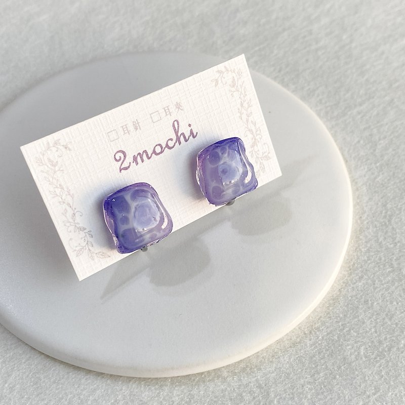 oRainbow Seao Water Painted Resin Earrings/ Clip-On Gradient Earrings - Earrings & Clip-ons - Resin Purple