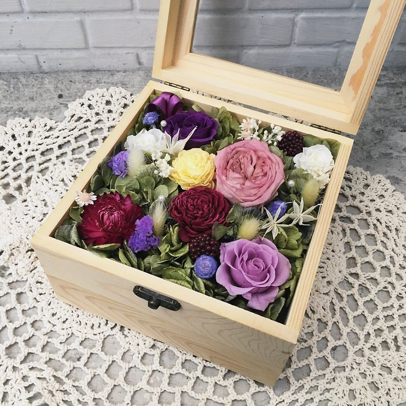 Colorful Garden-Eternal Life Wooden Box Flower Gift Valentine's Day Mother's Day New Year Gift - Dried Flowers & Bouquets - Plants & Flowers 