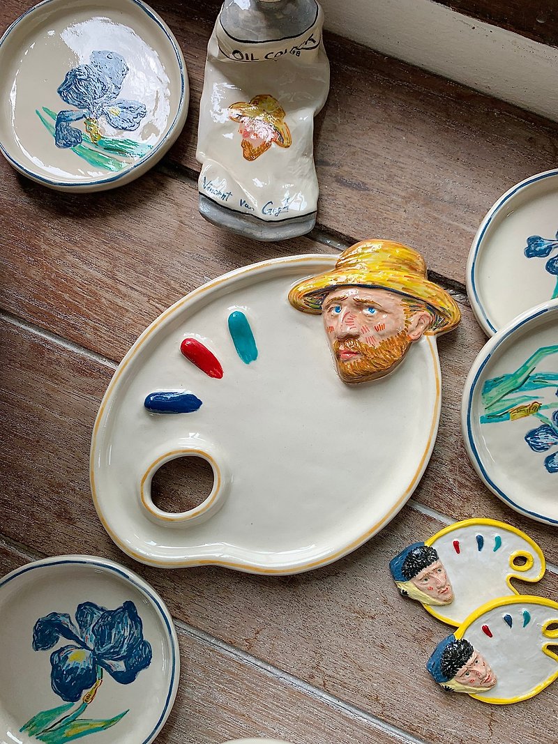 Original Ceramic Palette Vangogh - Small Plates & Saucers - Pottery Yellow