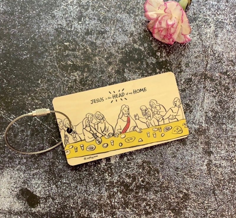基督我家之主 鑰匙圈 背包吊飾 行李吊牌 飾品 原木材質 不鏽鋼 - 鑰匙圈/鑰匙包 - 木頭 