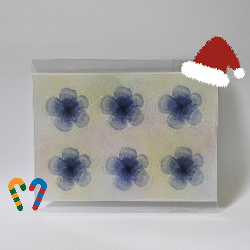 Sapphire Blue Transparent Floral Clear Sticker Hand-drawn Flora Fauna Planner Decoration Christmas Gift Exchange Sticker - สติกเกอร์ - กระดาษ 
