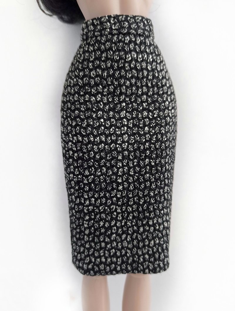 棉．麻 玩偶/公仔 灰色 - La-la-lamb Slim straight skirt melange tweed for Fashion Royalty FR2 12inch doll