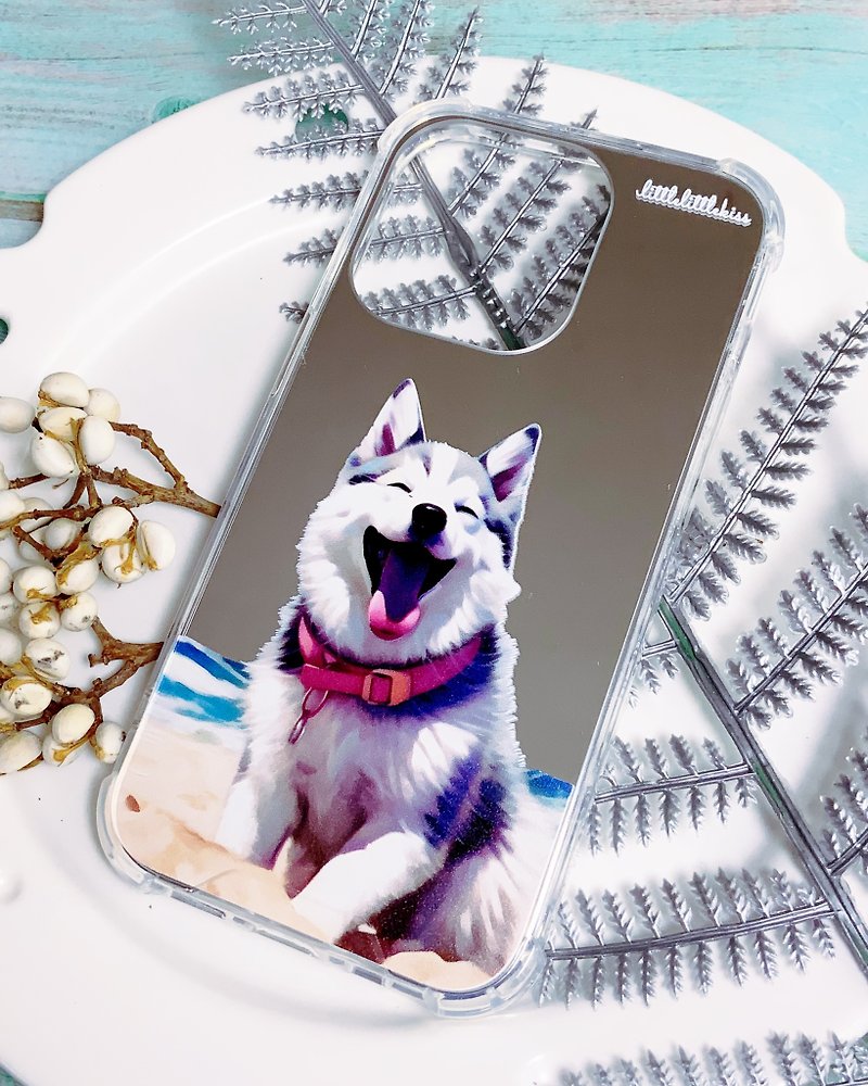 Mobile Phone Case [I LOVE Sled Dog] Sled Loves the Beach - เคส/ซองมือถือ - ซิลิคอน ขาว