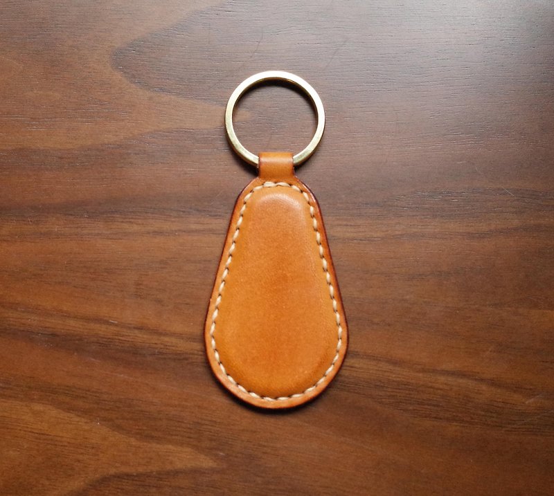 悠遊卡晶片吊飾－鑰匙圈B款－淺咖啡色 - 鑰匙圈/鑰匙包 - 真皮 橘色