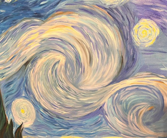 ゴッホの絵画「星月夜」の無料コピー。72 x 92 cm。フレームなし