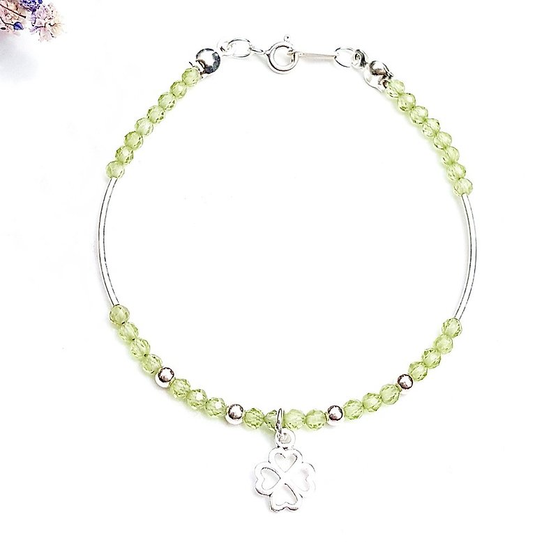 12 Stone guardian constellation - Leo Leo olive Stone 925 sterling silver bracelet birthday gift - Bracelets - Crystal Green
