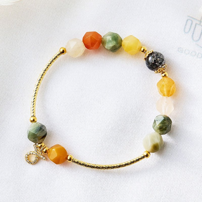 12星座(金牛座)福祿壽水晶手鍊、幸運石-黑髮晶、帶來正能量 - 手鍊/手環 - 寶石 多色